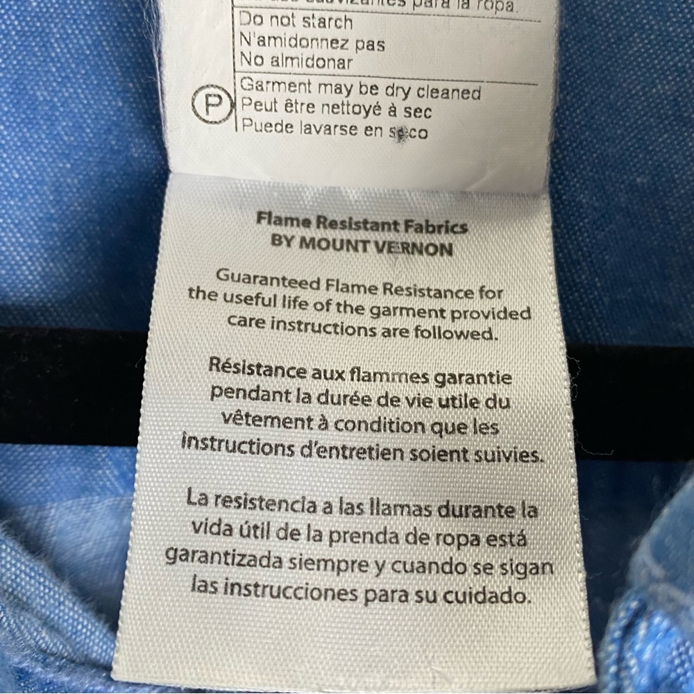 Carhartt Flame Resistance Shirt Sz 2X Blue Chambray Long Sleeve Pockets FRS191 - Picture 10 of 10